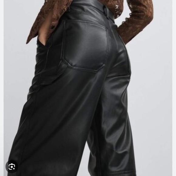 NWT Rag & Bone Sid Faux Leather Carpenter Black Pants 23 - Picture 3 of 10